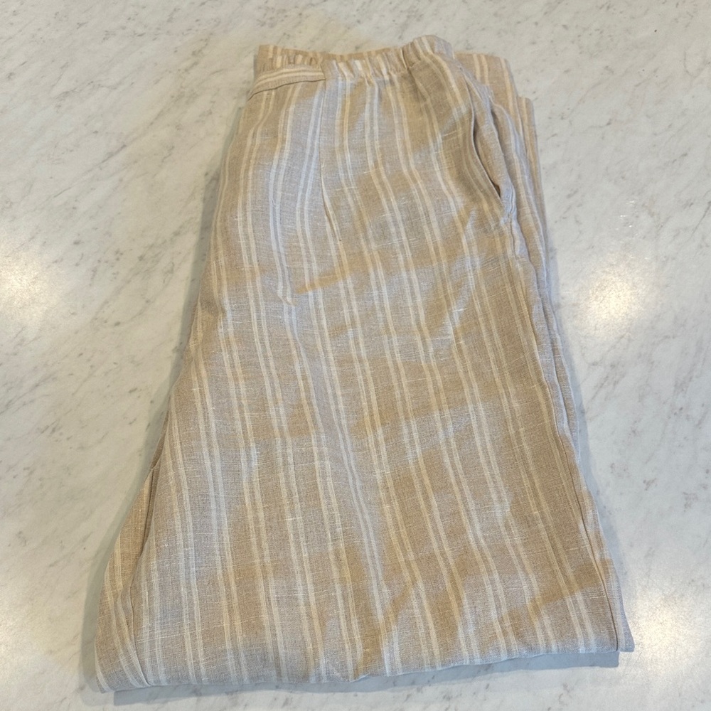 Coldwater Creek Tan and White Wide Leg Pants